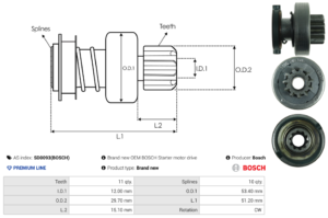 Lanceur / Pignon démarreur SD0093(BOSCH)