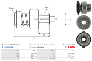 Lanceur / Pignon démarreur SD0097(BOSCH)