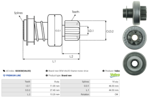 Lanceur / Pignon démarreur SD3030(VALEO)