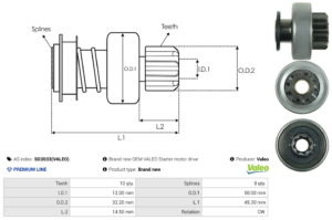 Lanceur / Pignon démarreur SD3033(VALEO)