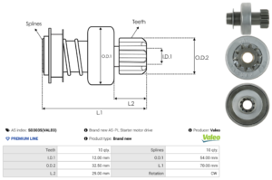 Lanceur / Pignon démarreur SD3035(VALEO)