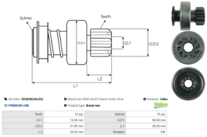 Lanceur / Pignon démarreur SD3036(VALEO)