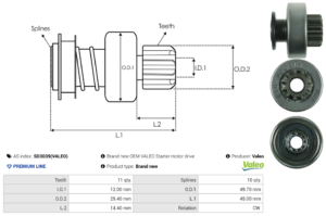 Lanceur / Pignon démarreur SD3039(VALEO)
