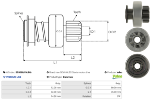 Lanceur / Pignon démarreur SD3060(VALEO)