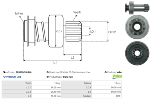 Lanceur / Pignon démarreur SD3110(VALEO)