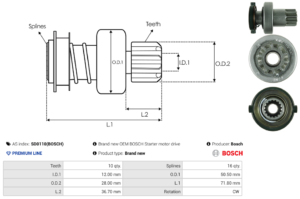 Lanceur / Pignon démarreur SD0110(BOSCH)