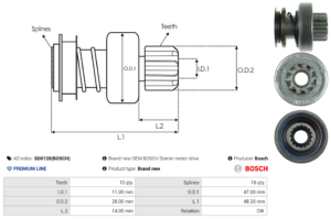 Lanceur / Pignon démarreur SD0120(BOSCH)