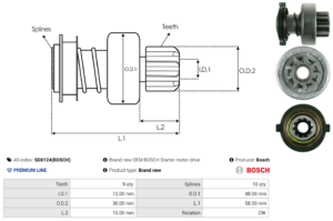Lanceur / Pignon démarreur SD0124(BOSCH)