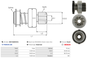 Lanceur / Pignon démarreur SD0126(BOSCH)