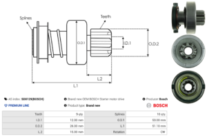Lanceur / Pignon démarreur SD0129(BOSCH)