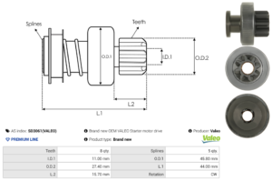 Lanceur / Pignon démarreur SD3061(VALEO)