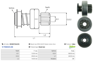 Lanceur / Pignon démarreur SD3067(VALEO)