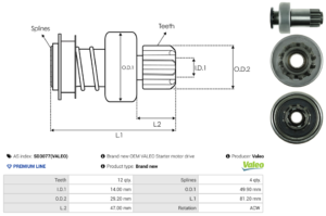 Lanceur / Pignon démarreur SD3077(VALEO)