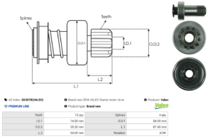 Lanceur / Pignon démarreur SD3078(VALEO)