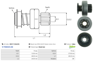 Lanceur / Pignon démarreur SD3111(VALEO)