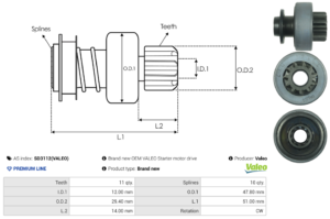 Lanceur / Pignon démarreur SD3112(VALEO)
