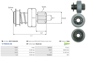 Lanceur / Pignon démarreur SD3114(VALEO)