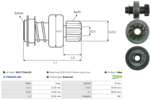 Lanceur / Pignon démarreur SD3117(VALEO)