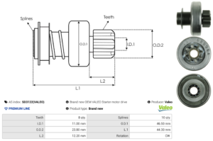 Lanceur / Pignon démarreur SD3122(VALEO)
