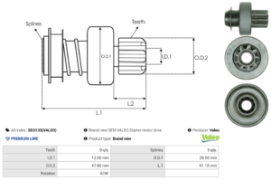 Lanceur / Pignon démarreur SD3133(VALEO)