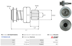 Lanceur / Pignon démarreur SD5185(MITSUBISHI)