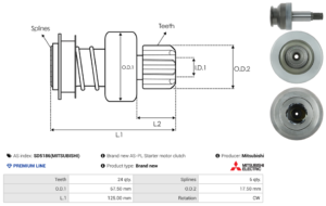 Lanceur / Pignon démarreur SD5186(MITSUBISHI)