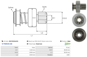 Lanceur / Pignon démarreur SD3192(VALEO)