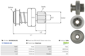 Lanceur / Pignon démarreur SD3200(VALEO)
