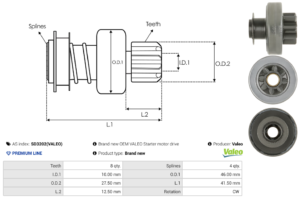Lanceur / Pignon démarreur SD3202(VALEO)