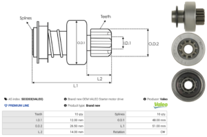 Lanceur / Pignon démarreur SD3203(VALEO)