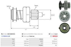 Lanceur / Pignon démarreur SD0133(BOSCH)