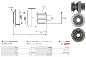 Lanceur / Pignon démarreur SD0137(BOSCH)