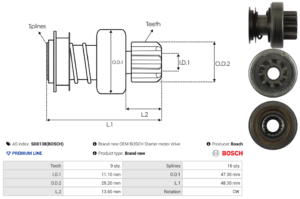 Lanceur / Pignon démarreur SD0138(BOSCH)