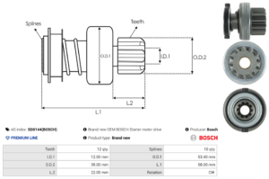 Lanceur / Pignon démarreur SD0144(BOSCH)