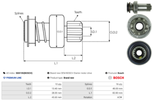 Lanceur / Pignon démarreur SD0155(BOSCH)