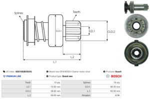 Lanceur / Pignon démarreur SD0169(BOSCH)
