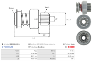 Lanceur / Pignon démarreur SD0185(BOSCH)
