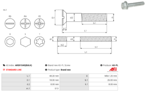 Vis/Ecrou ARS9154S(BULK)