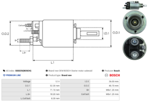 Solénoide / Relais démarreur SS0225(BOSCH)