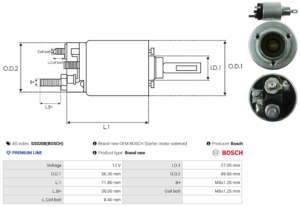 Solénoide / Relais démarreur SS0208(BOSCH)