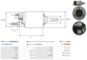 Solénoide / Relais démarreur SS0209(BOSCH)