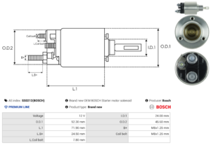 Solénoide / Relais démarreur SS0212(BOSCH)