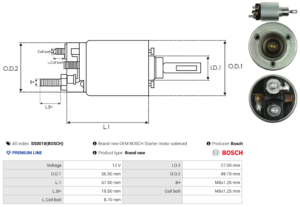 Solénoide / Relais démarreur SS0010(BOSCH)