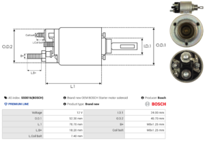 Solénoide / Relais démarreur SS0016(BOSCH)
